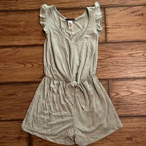 Mint green and white romper
